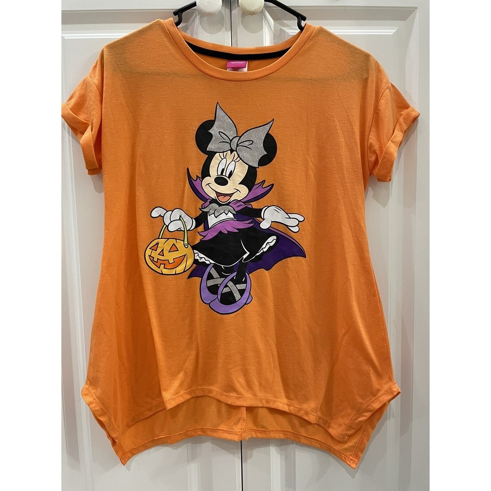 Disney Minnie Mouse Halloween Orange T-Shirt Top Girls Juniors XL 14/16 NwoT